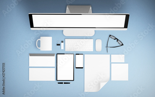 top view of devices and branding mockup
