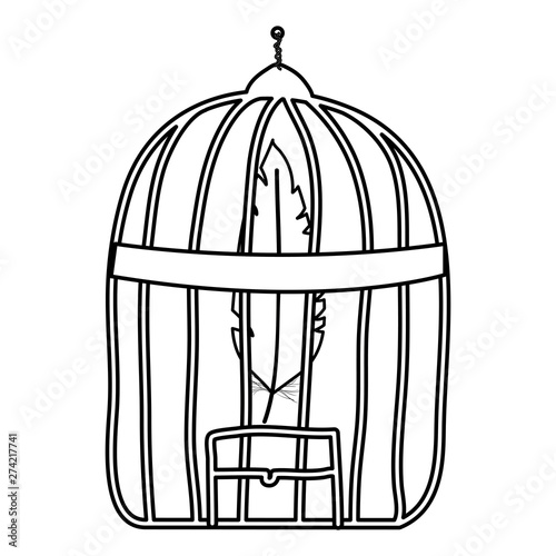 cage bird jail with feather