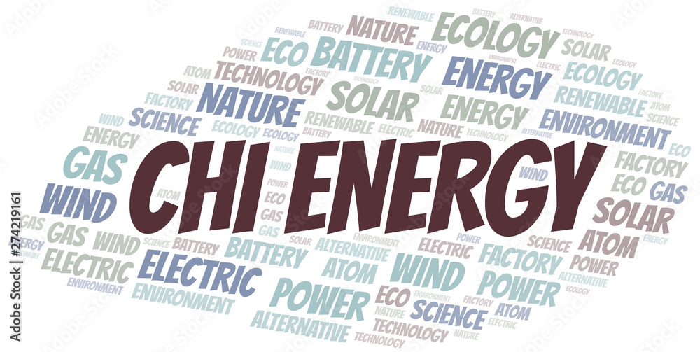Obraz premium Chi Energy word cloud. Wordcloud made with text only.