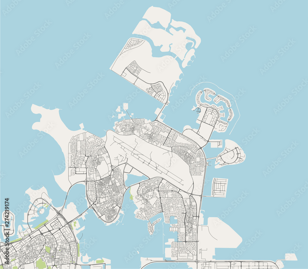 vector map of the city of Muharraq, Kingdom of Bahrain