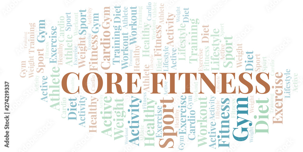 Fototapeta premium Core Fitness word cloud. Wordcloud made with text only.