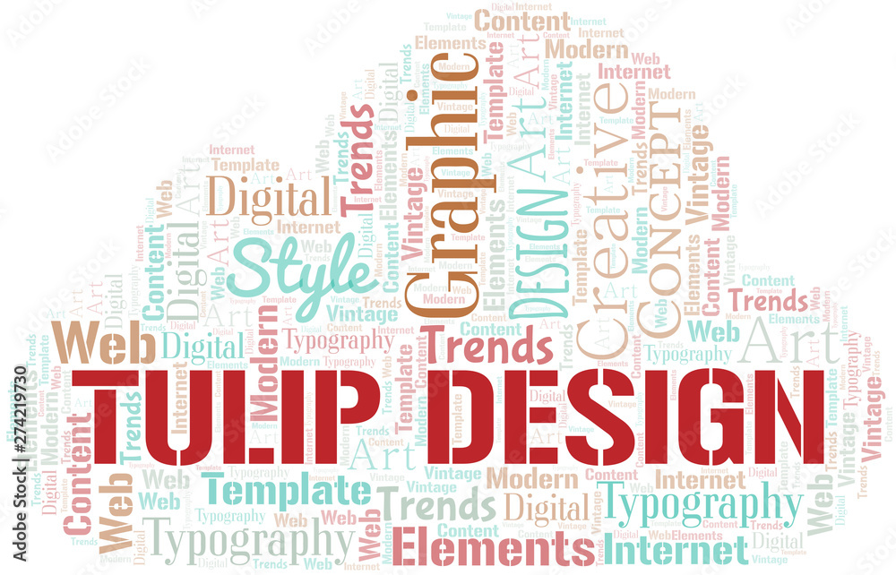 Tulip Design word cloud. Wordcloud made with text only.