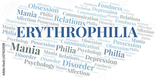 Erythrophilia word cloud. Type of Philia.