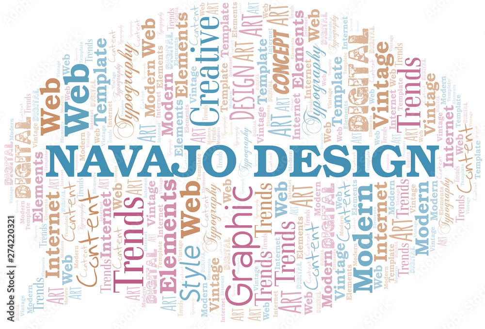 Navajo Design word cloud. Wordcloud made with text only.