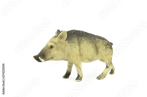 toy wild boar isolated on white background