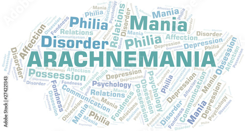Arachnemania word cloud. Type of mania, made with text only.