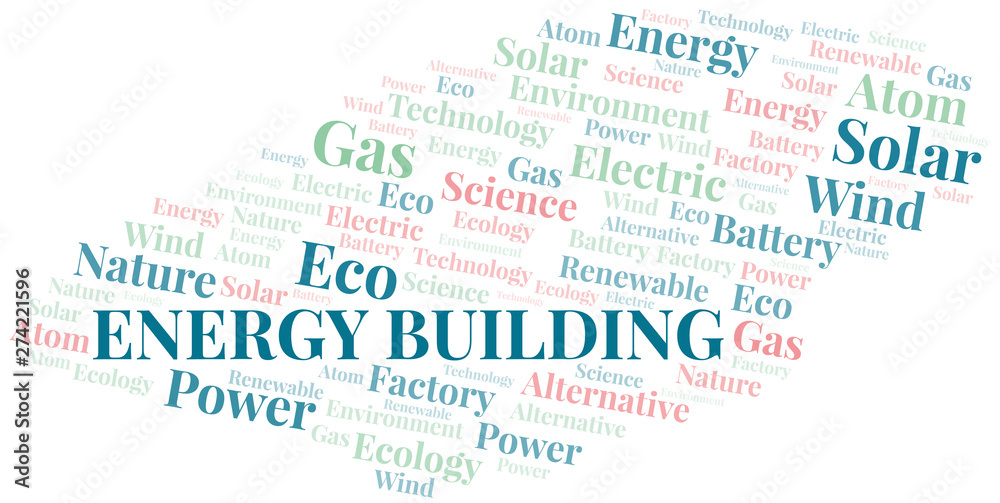 Energy Building word cloud. Wordcloud made with text only.