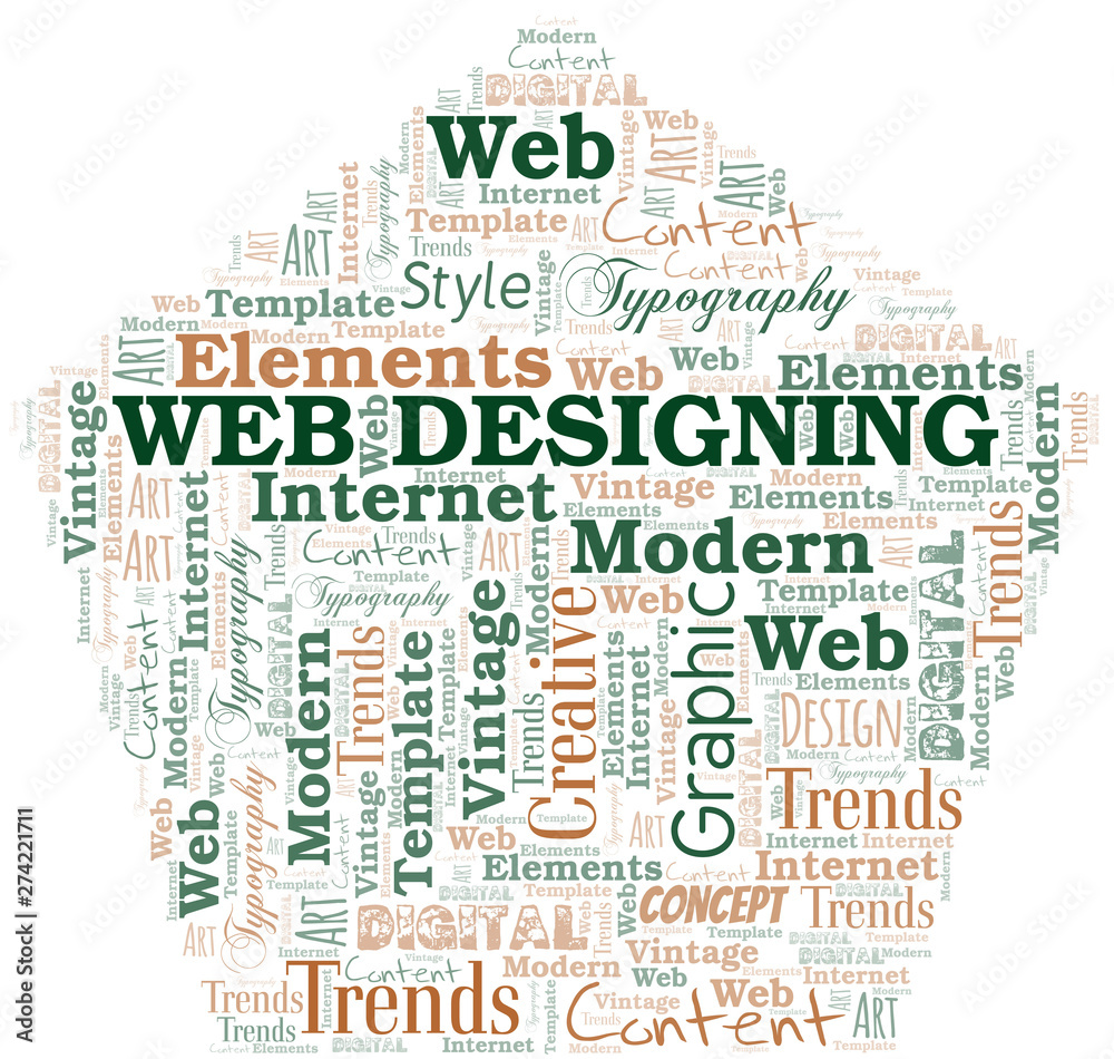 Web Designing word cloud. Wordcloud made with text only.