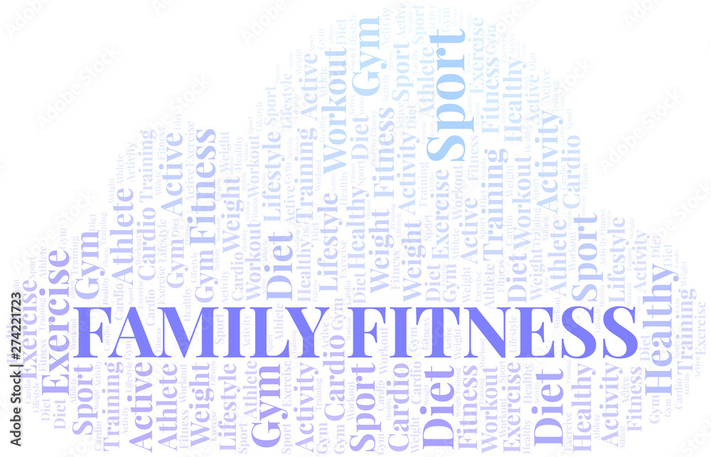 Obraz premium Family Fitness word cloud. Wordcloud made with text only.