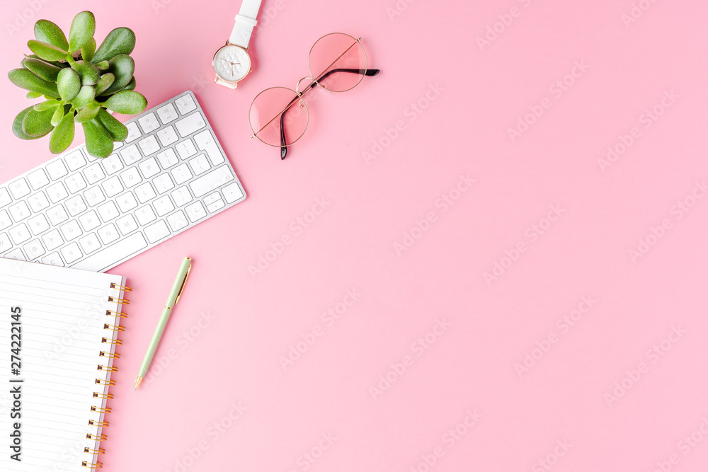 Office desktop with female accessories
