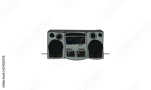 Music System Retro Vintage Vector Hand Drawn Sketch Style