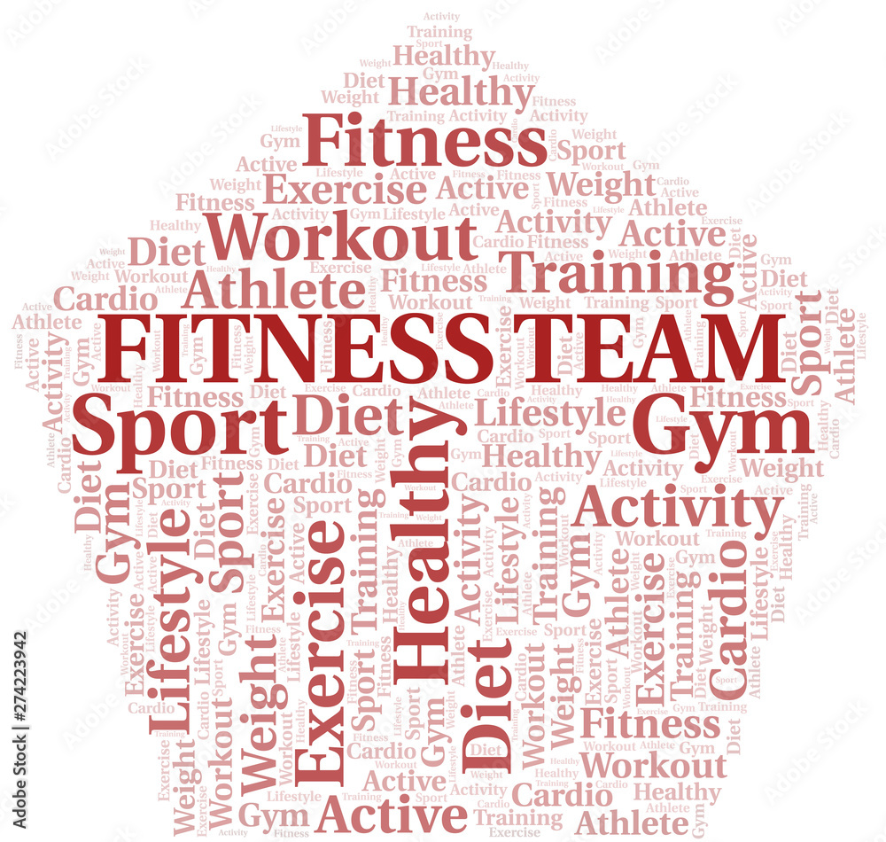 Fitness Team word cloud. Wordcloud made with text only.