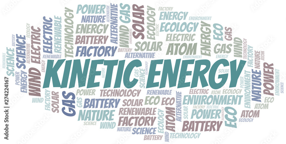 Kinetic Energy word cloud. Wordcloud made with text only.