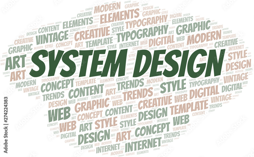 System Design word cloud. Wordcloud made with text only.