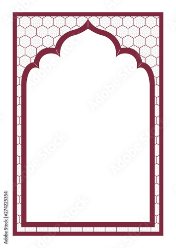 Indian frame with geometric structure on white background
