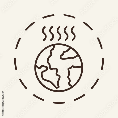 Greenhouse effect line icon. Planet, heating, high temperature. Climate concept. Vector illustration can be used for topics like global warming, air pollution, environment protection