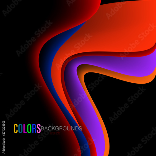 Abstract colors curve motion scene vector graphics wallpaper on a black backgrounds