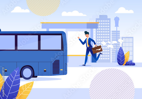 Businessman Holding Suitcase with Falling Papers.
