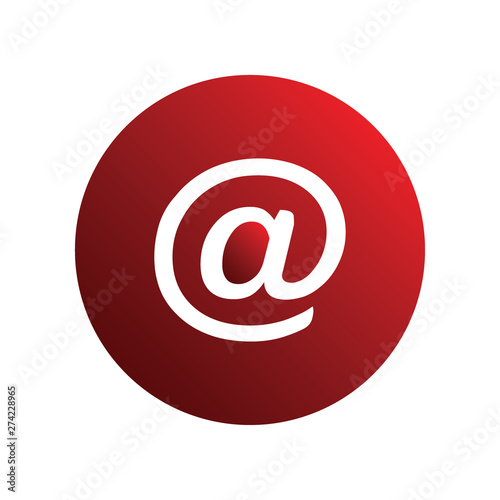 Red spherical at mail icon for business