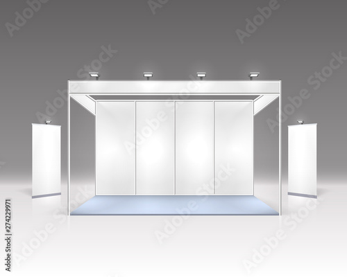 Scene show Podium for presentations on the gray background.