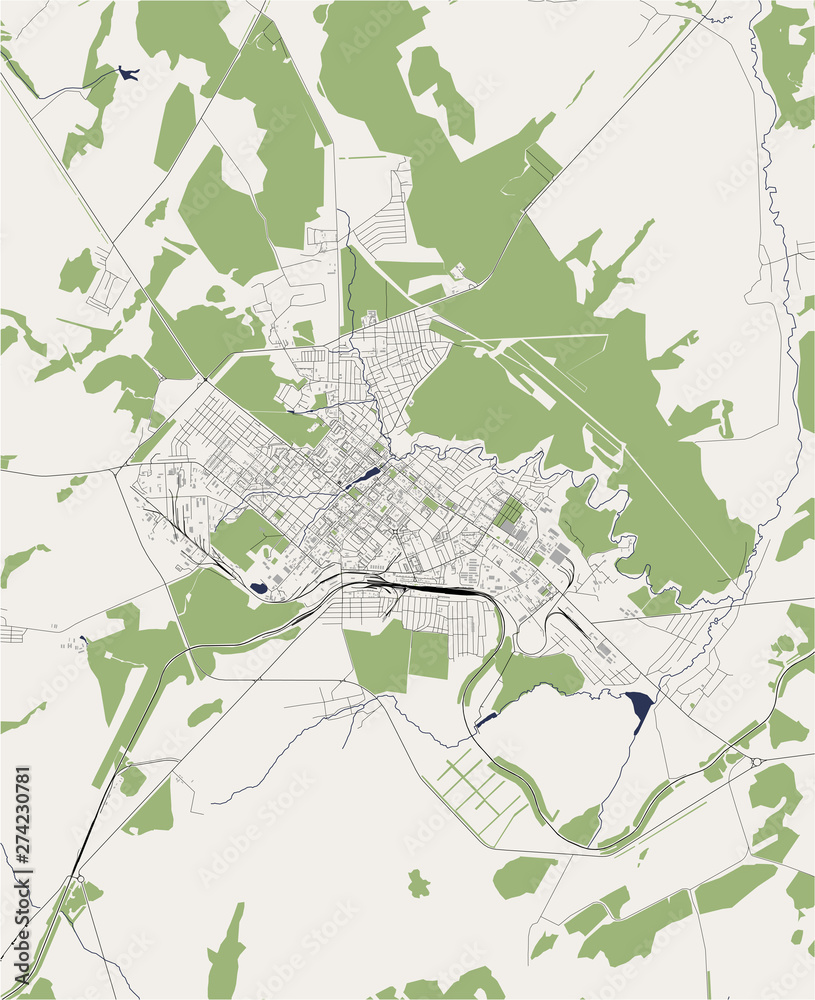 vector map of the city of Bugulma, Russia, Tatarstan