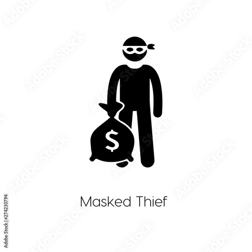 masked thief icon vector symbol