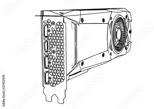 video card sketch vector