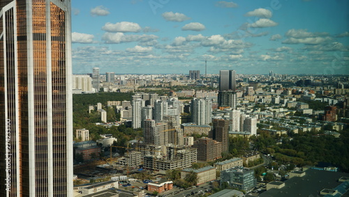 Photography View of Moscow cityscape, a mixture of buildings against the cloudy blue sky