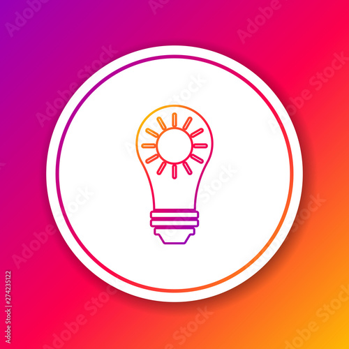 Color Solar energy panel line icon isolated on color background. Sun and light bulb. Circle white button. Vector Illustration