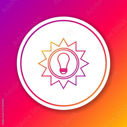 Color Solar energy panel line icon isolated on color background. Sun and light bulb. Circle white button. Vector Illustration