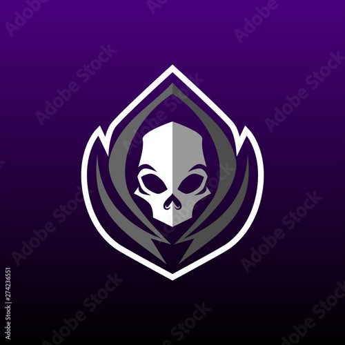 skull grim reaper gaming mascot logo