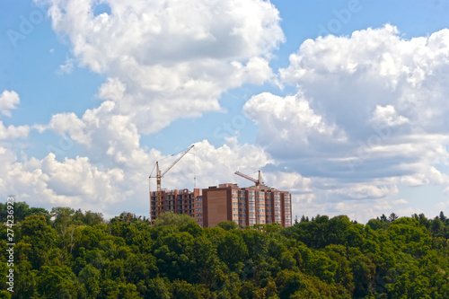 Cloudy sky over the new building