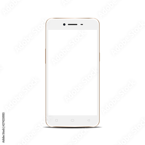 Smartphone mockup. White smartphone display isolated on white background. Vector mockup