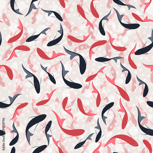 pattern. seamless. red fish. Chinese painting