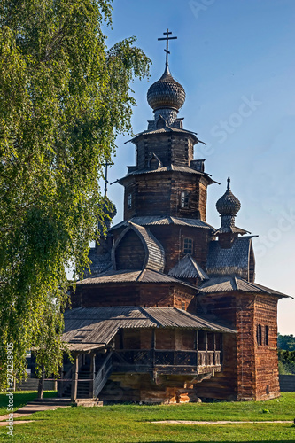 Transfiguration wooden church, Museum in the city of Suzdal, Russia. Year of construction - 1756