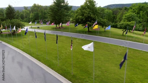 Aerial view of Flags of the U.S. states and territories at the Indiantown Gap National Cemetery, Pennsylvania photo