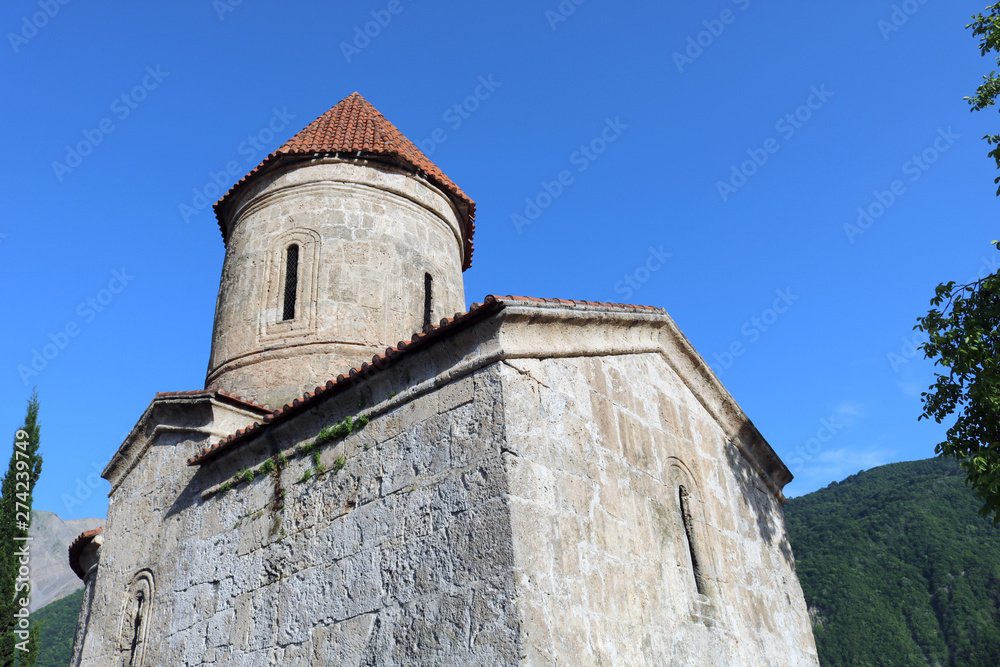 Old Albanian church temple in Kish province of Azerbaijan