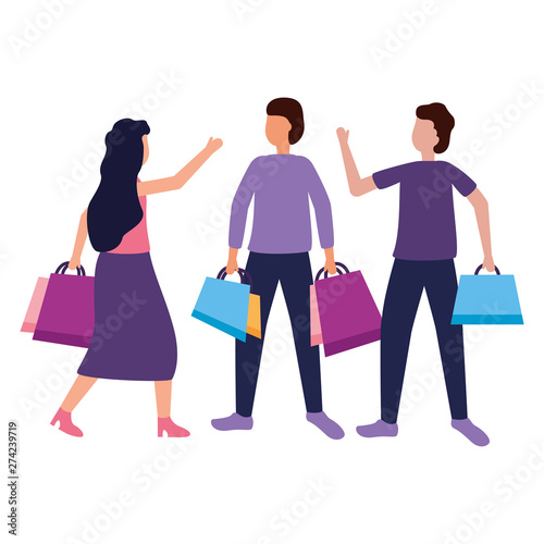 people with shopping bags commerce