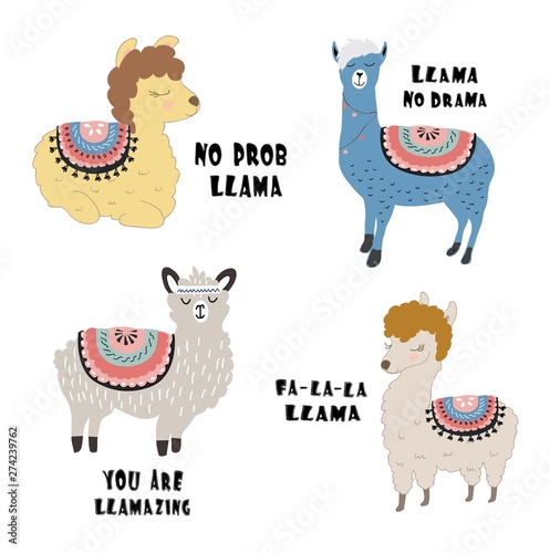 cute llama print. childish vector illustration for kids t shirt,clothes
