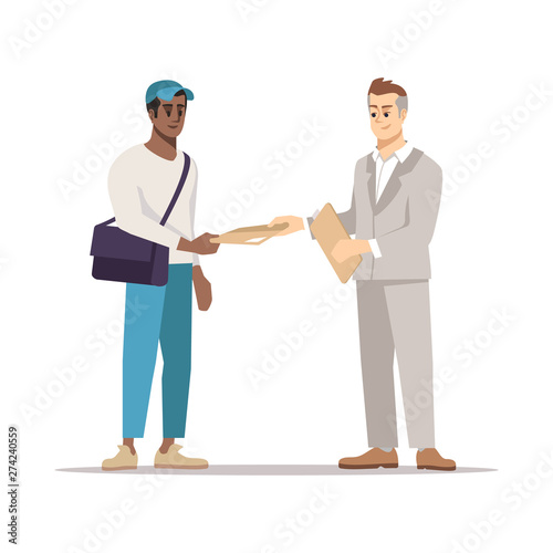 Delivering document to addressee flat illustration