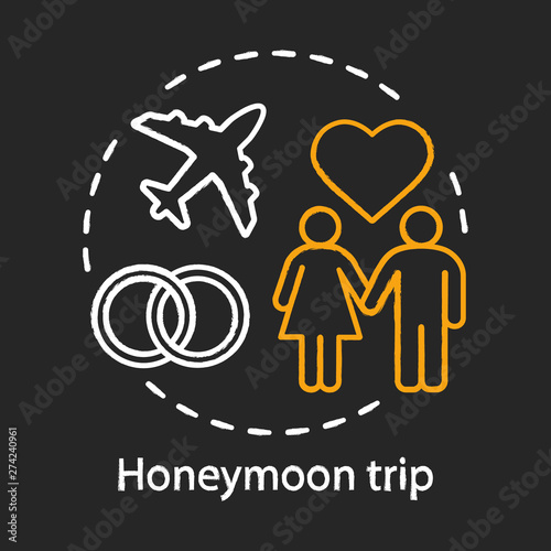Honeymoon trip chalk concept icon