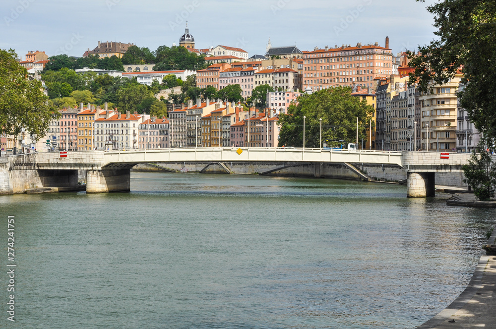 Bridge over the Saône river in Lyon, France