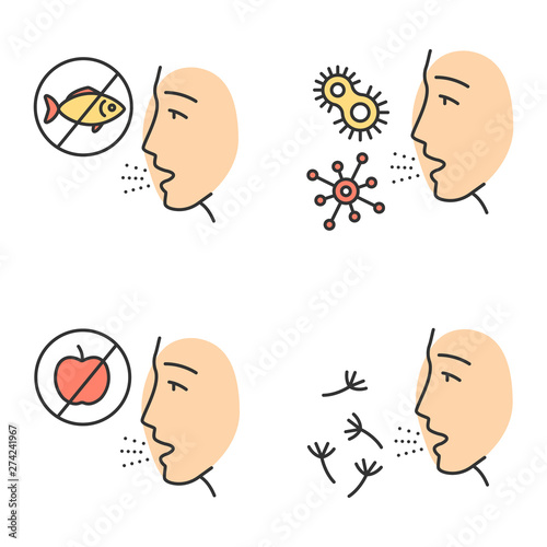 Allergies color icons set