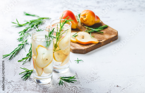 Summer drinks, rosemary pear cocktails. photo