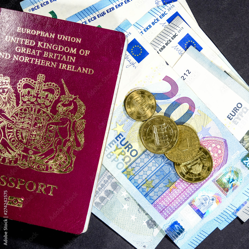 Euro Currency Bank Notes and Coins With a British Passport Euro Currency Bank Notes and Coins With a British Passport