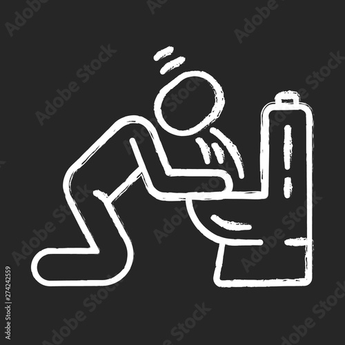Vomiting, nausea chalk icon