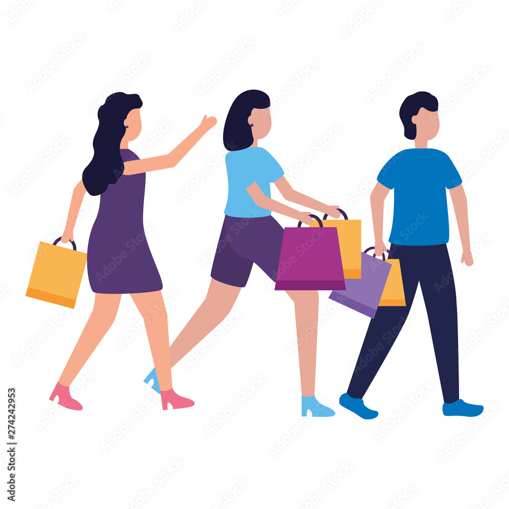 people with shopping bags commerce