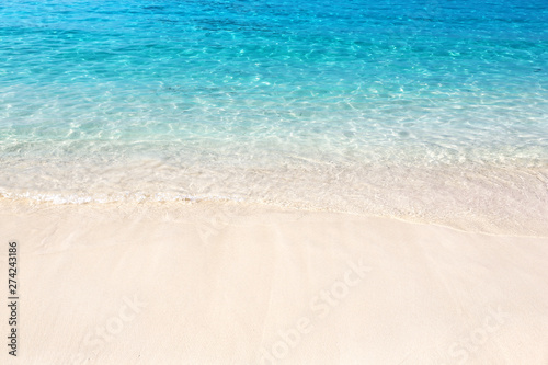 Wave of the sea on the sand beach. © preto_perola