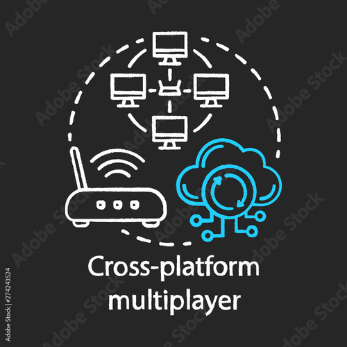 Cross platform multiplayer chalk concept icon