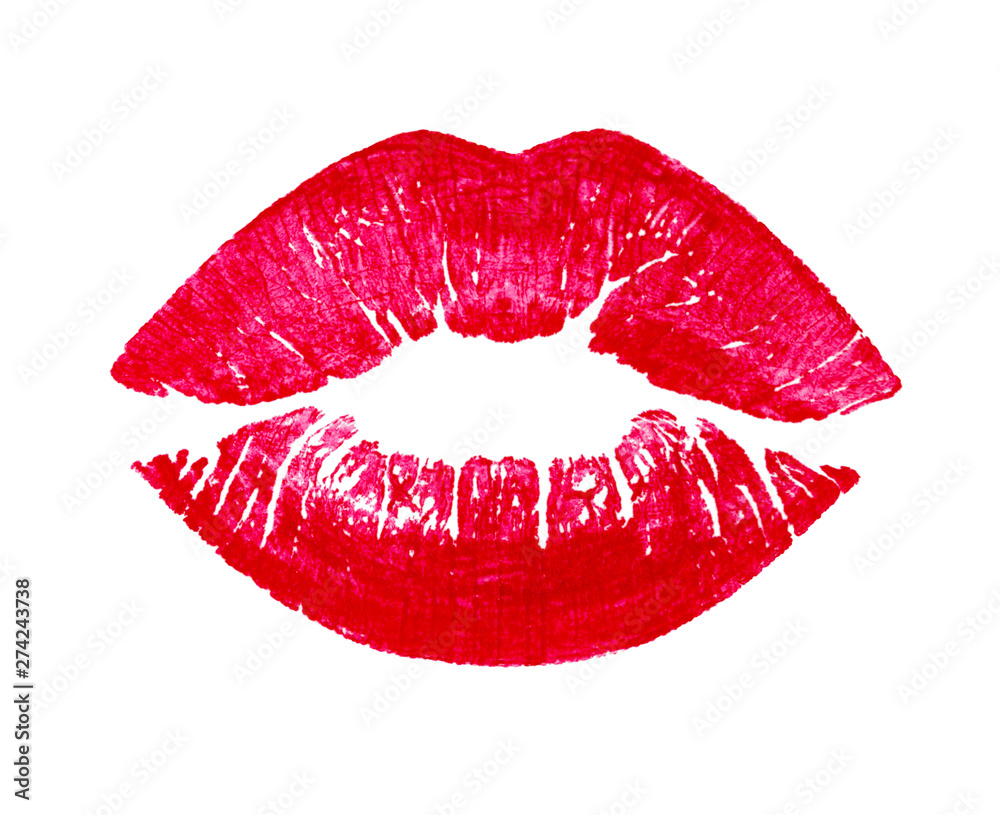 Obraz premium Beautiful red lips isolated on white.
